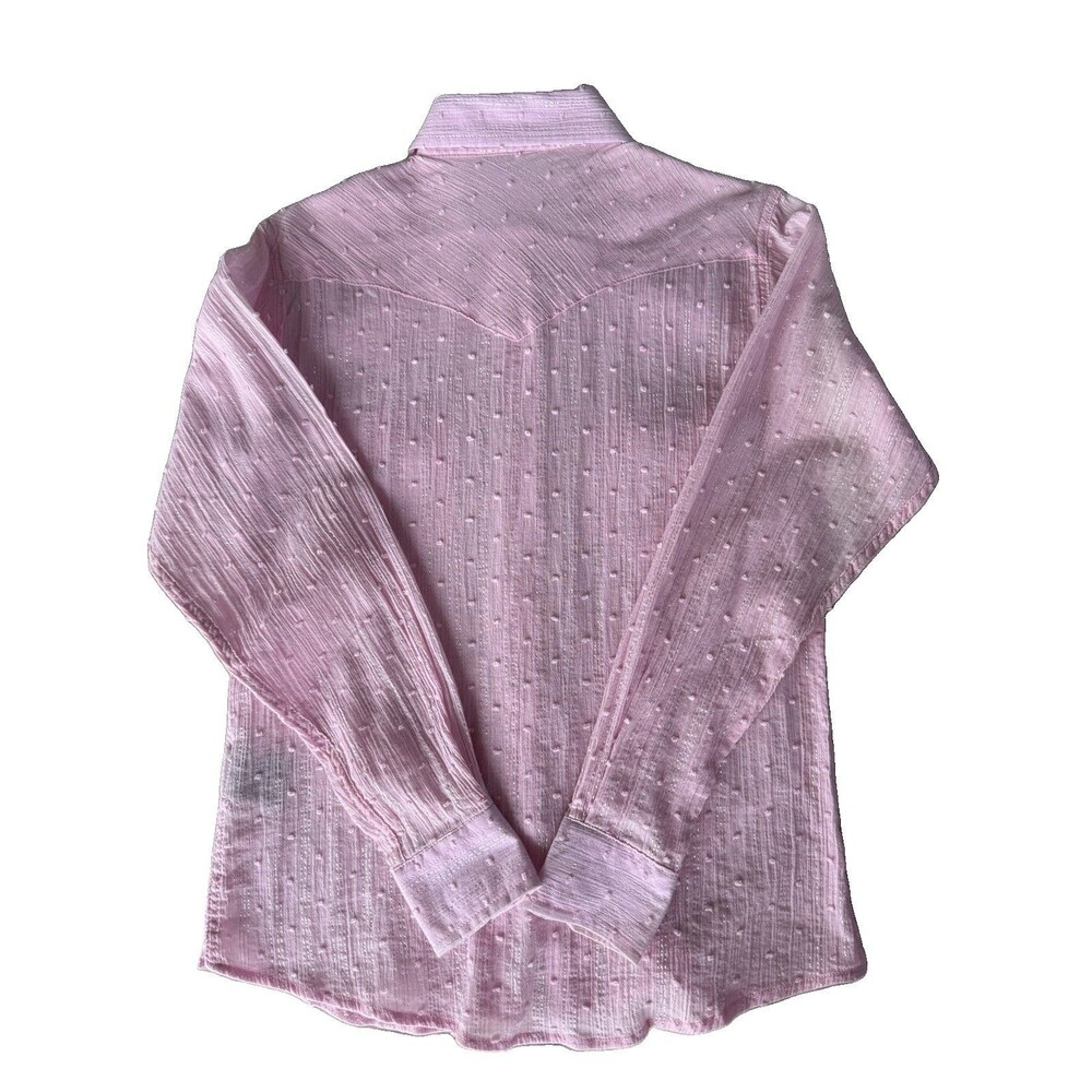 Cowgirl Hardware Girls Pink Long Sleeve Western Pearl Snap Shirt Size M Teen. - Picture 8 of 10